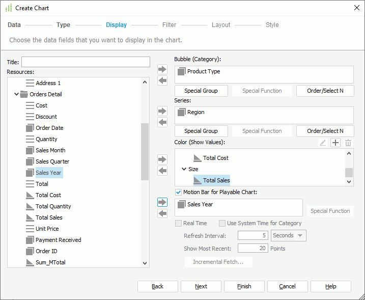 Add Fields for the Chart