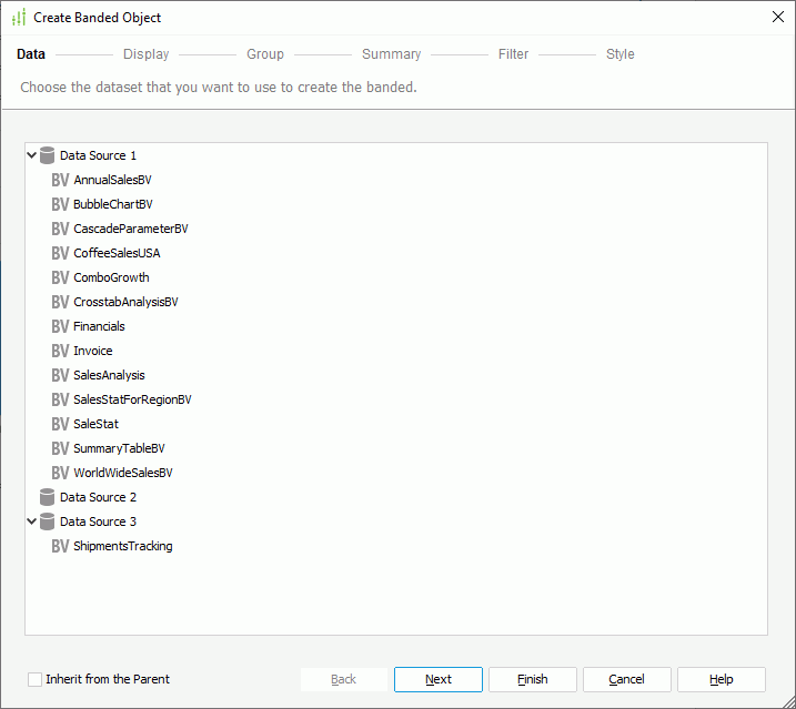 Create Banded Object - Data